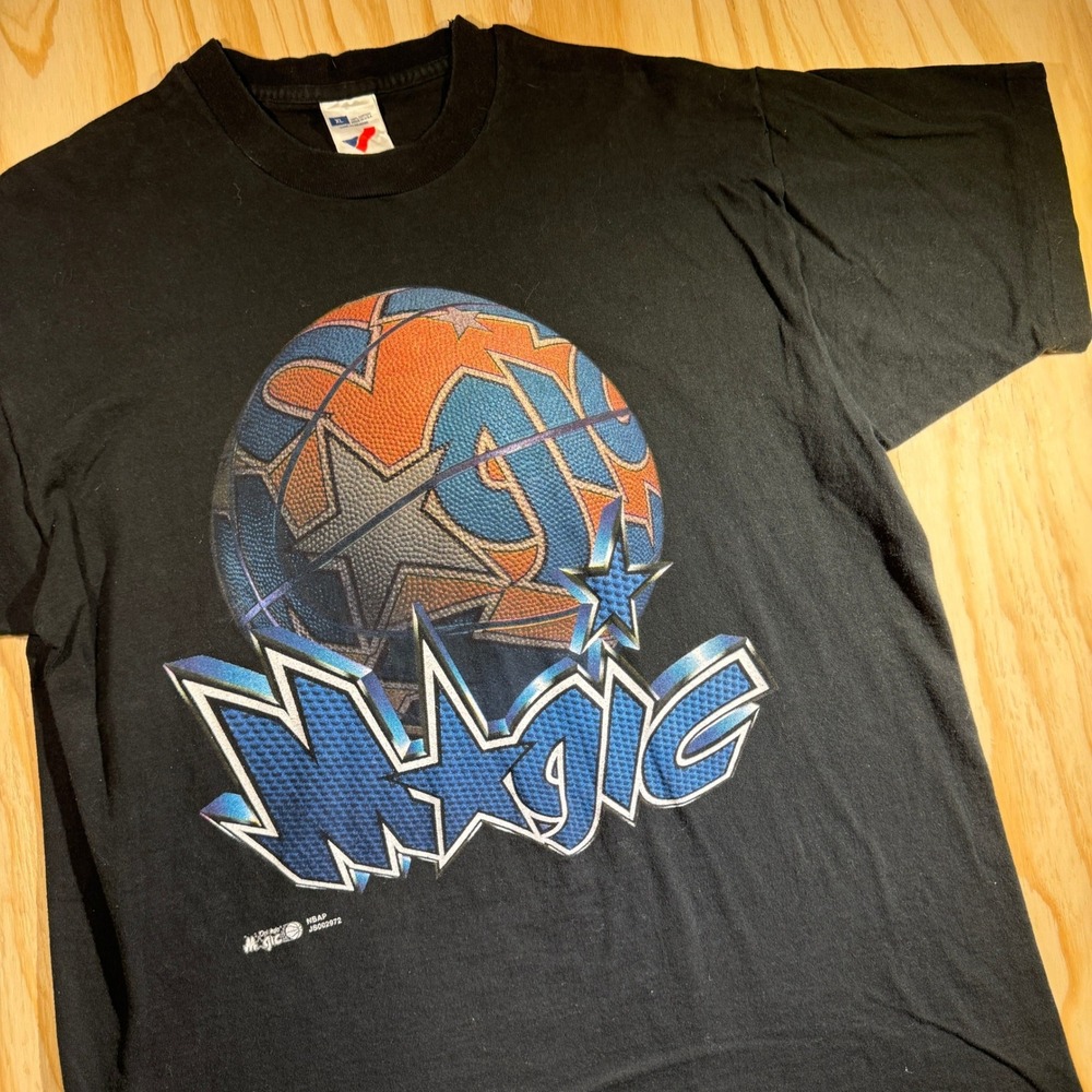 Artex Men's Vintage Orlando Magic NBA Basketball Graphic T-Shirt Black XL